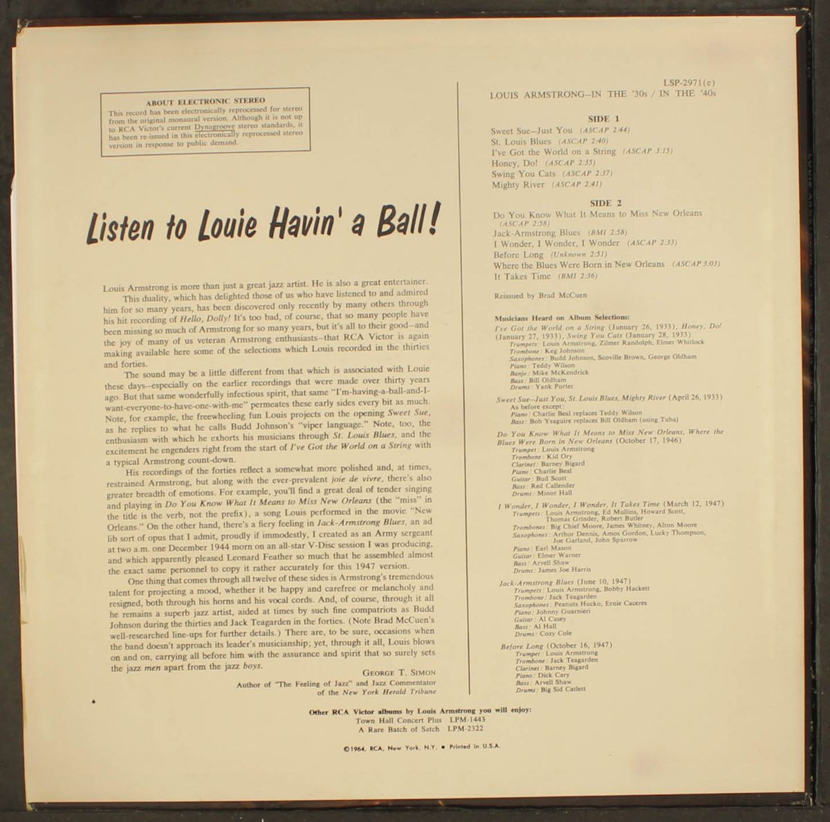 in the '30's / in the '40's by LOUIS ARMSTRONG