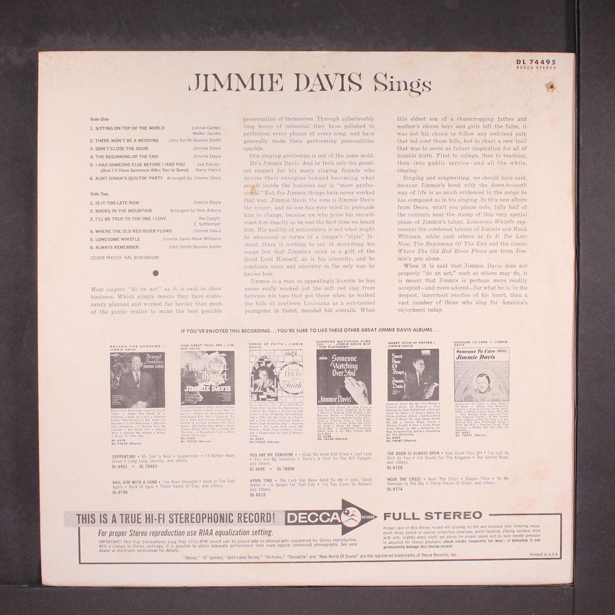 sings by JIMMIE DAVIS