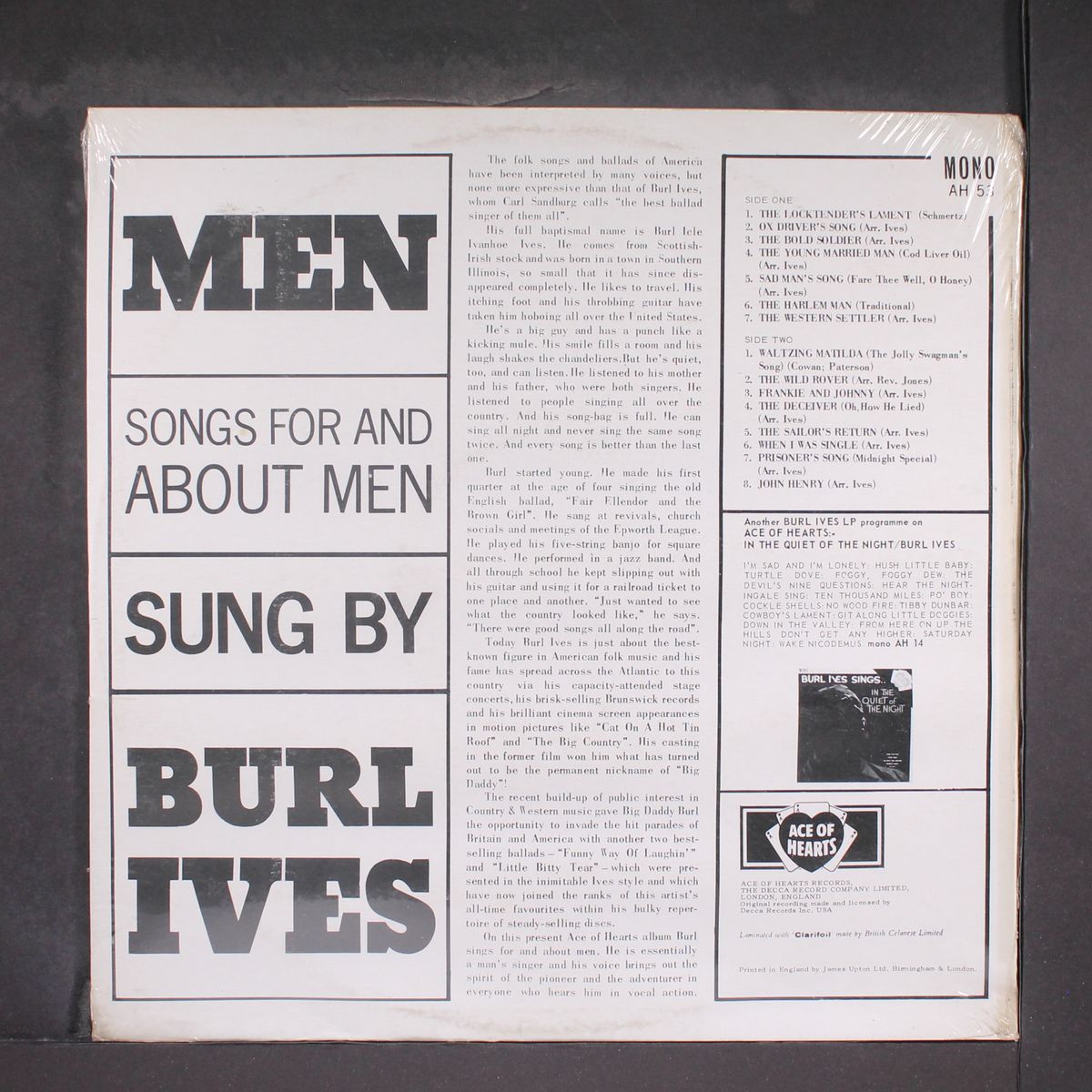 men: songs for and about men by BURL IVES