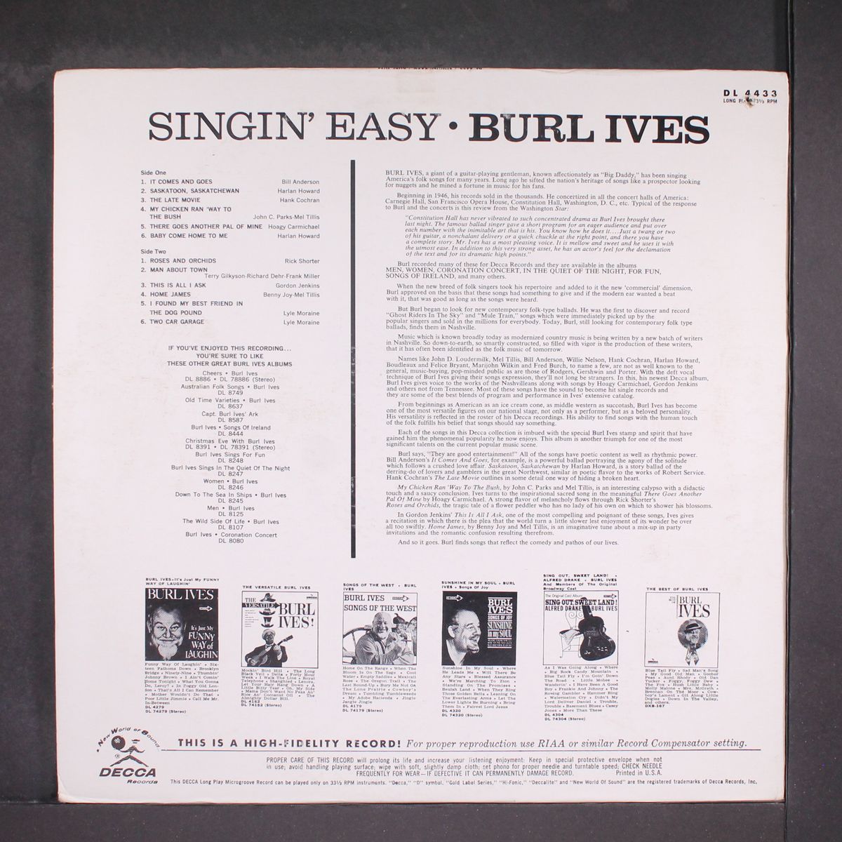 singin easy by BURL IVES