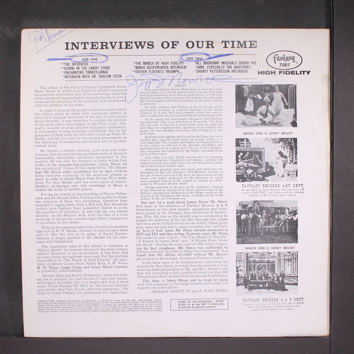 interviews of our times by LENNY BRUCE