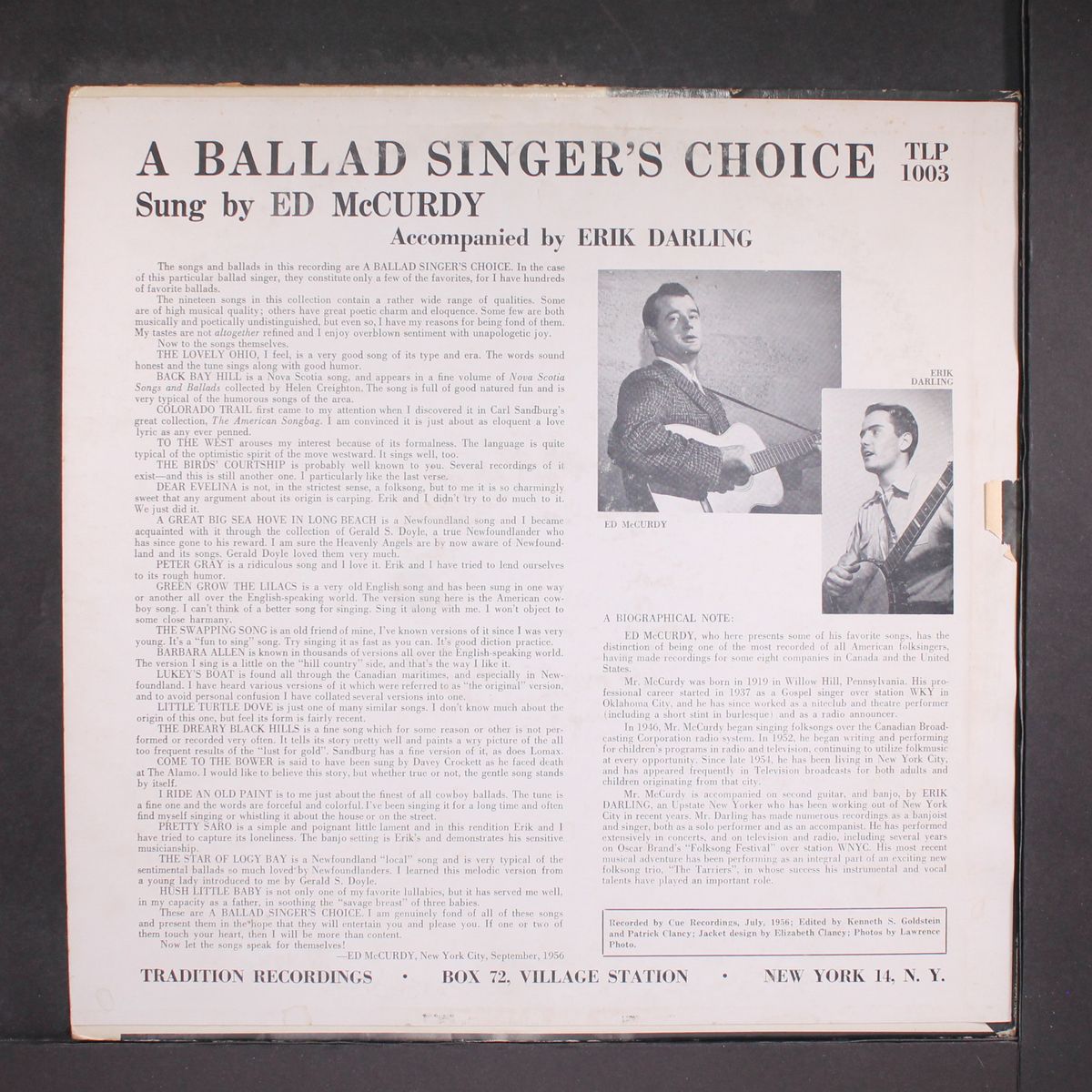 a ballad singer's choice by ED MCCURDY