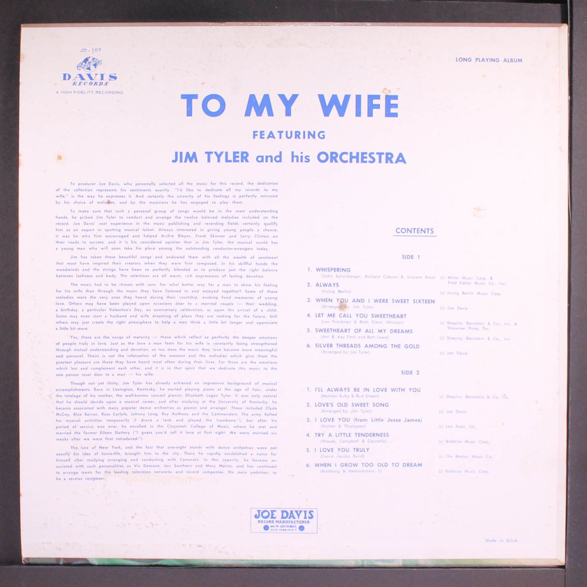to my wife by JIM TYLER
