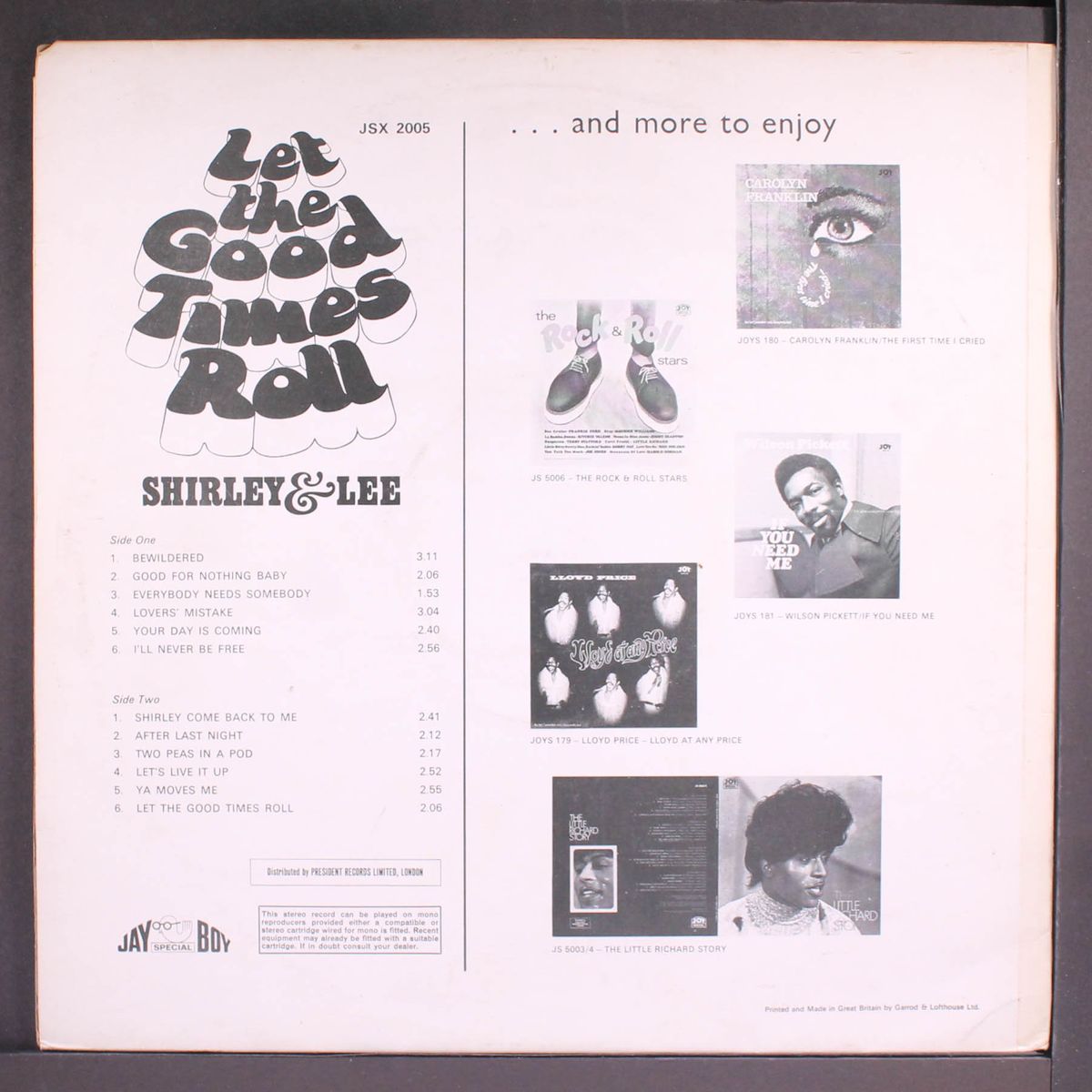 let the good times roll by SHIRLEY & LEE