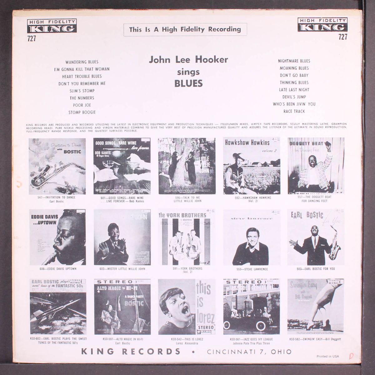 sings blues by JOHN LEE HOOKER