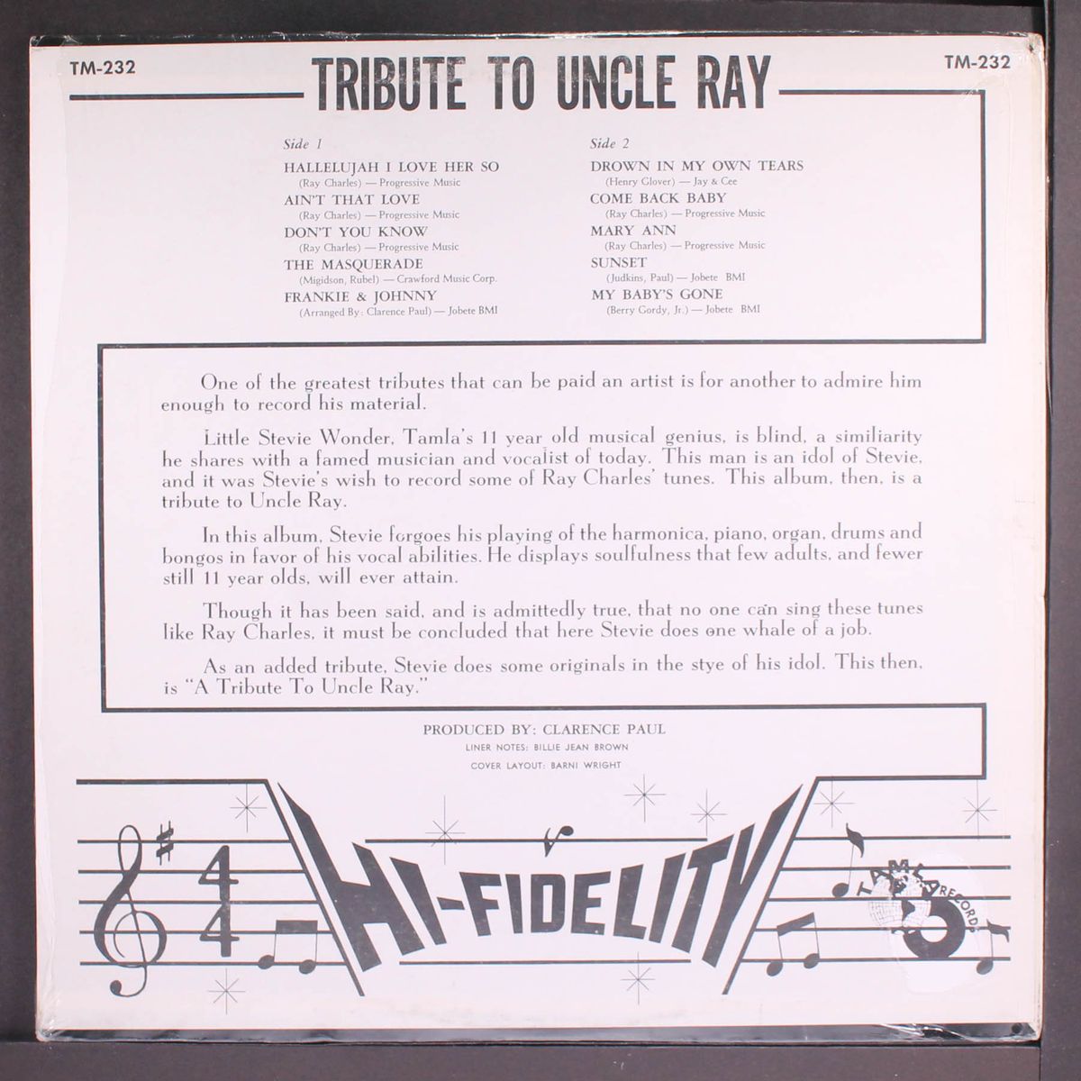 tribute to uncle ray by STEVIE WONDER
