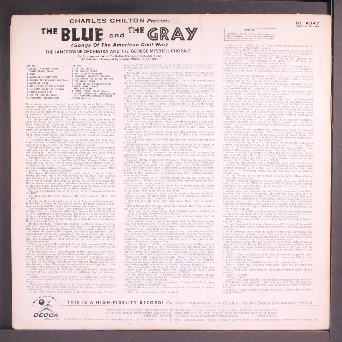 the blue & the gray by LANSDOWNE ORCHESTRA & GEORGE MITCHELL CH