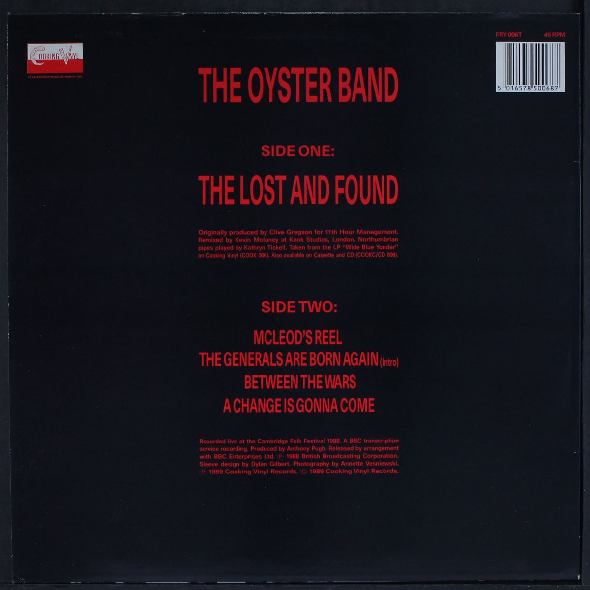 the lost and found / a change is gonna come +3 by OYSTER BAND