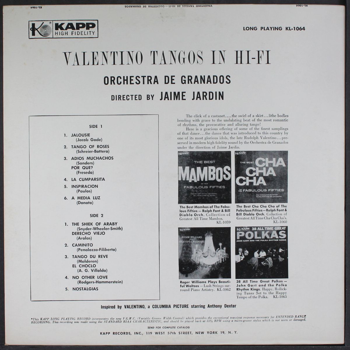 valentino tangos in hi-fi by ORCHESTRA DE GRANADOS