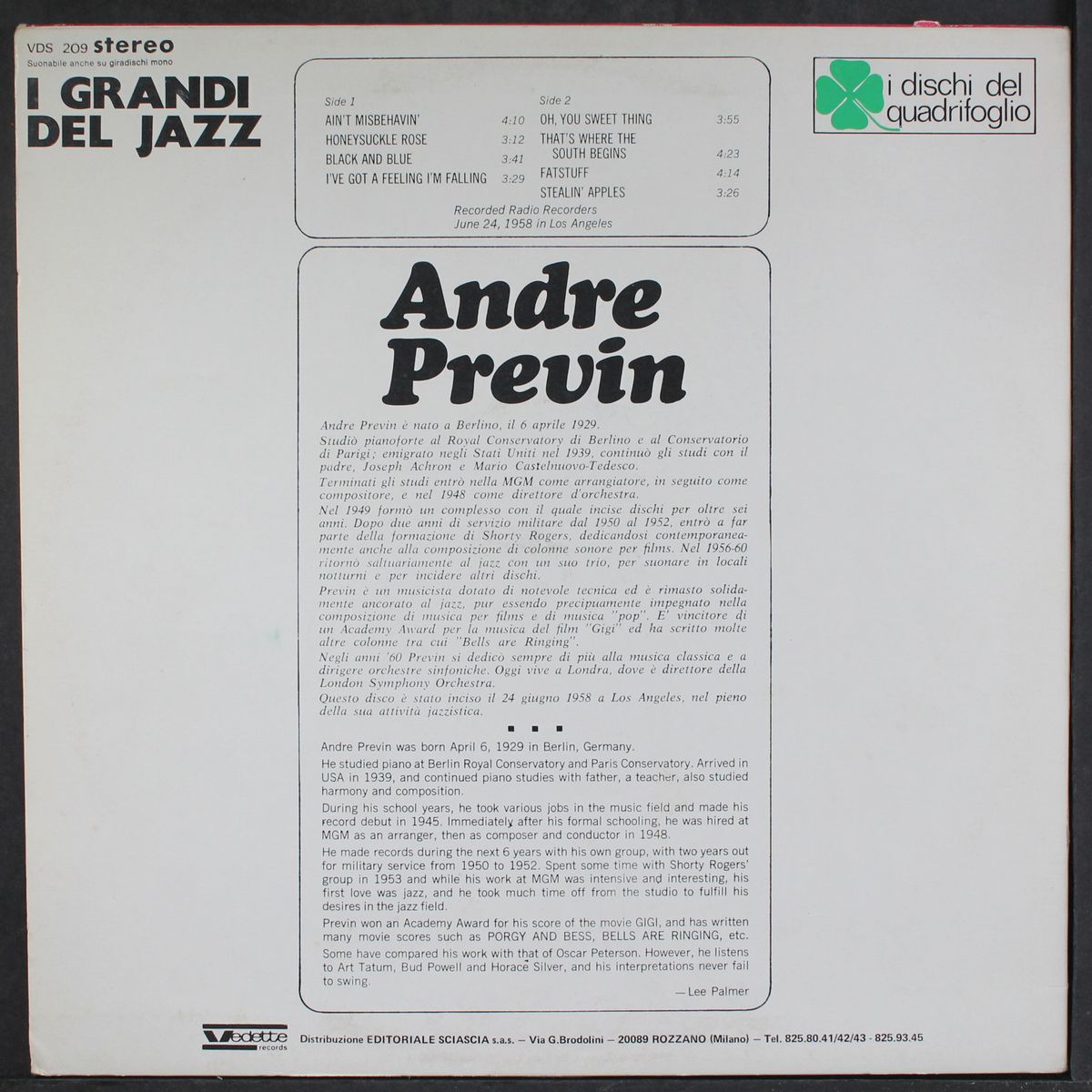 the early years by ANDRE PREVIN