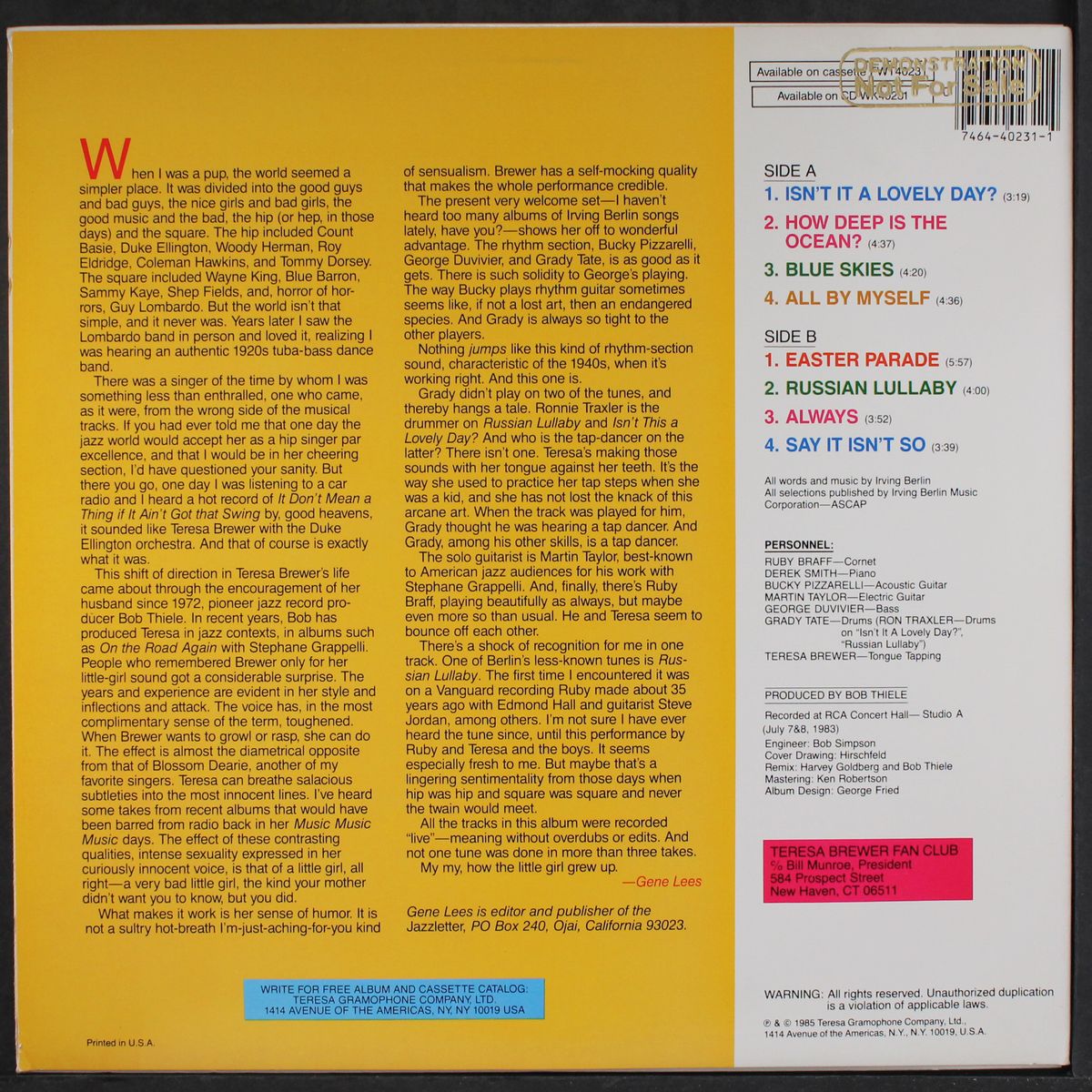american music box, vol. 1 - the songs of irving berlin by TERESA BREWER