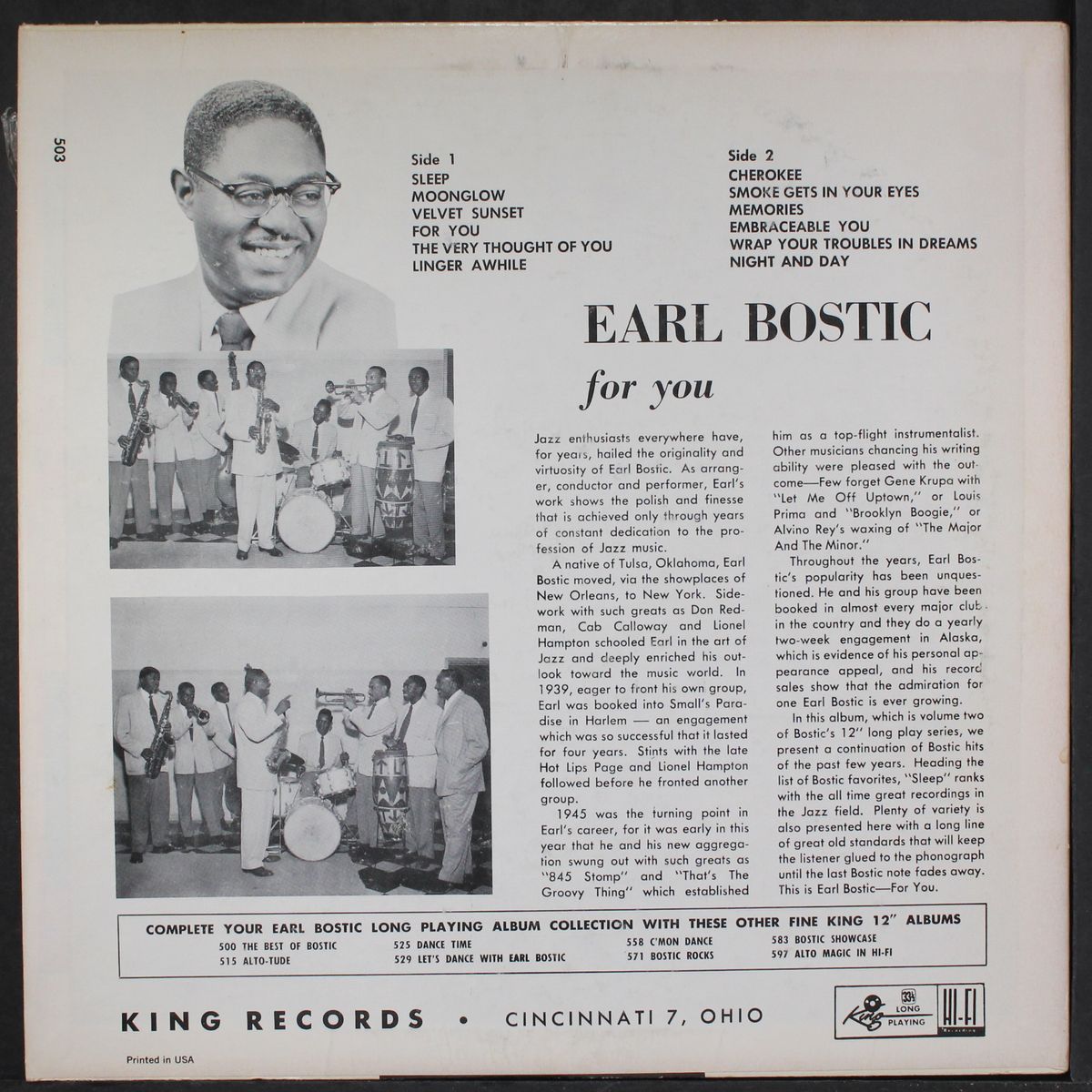 for you by EARL BOSTIC