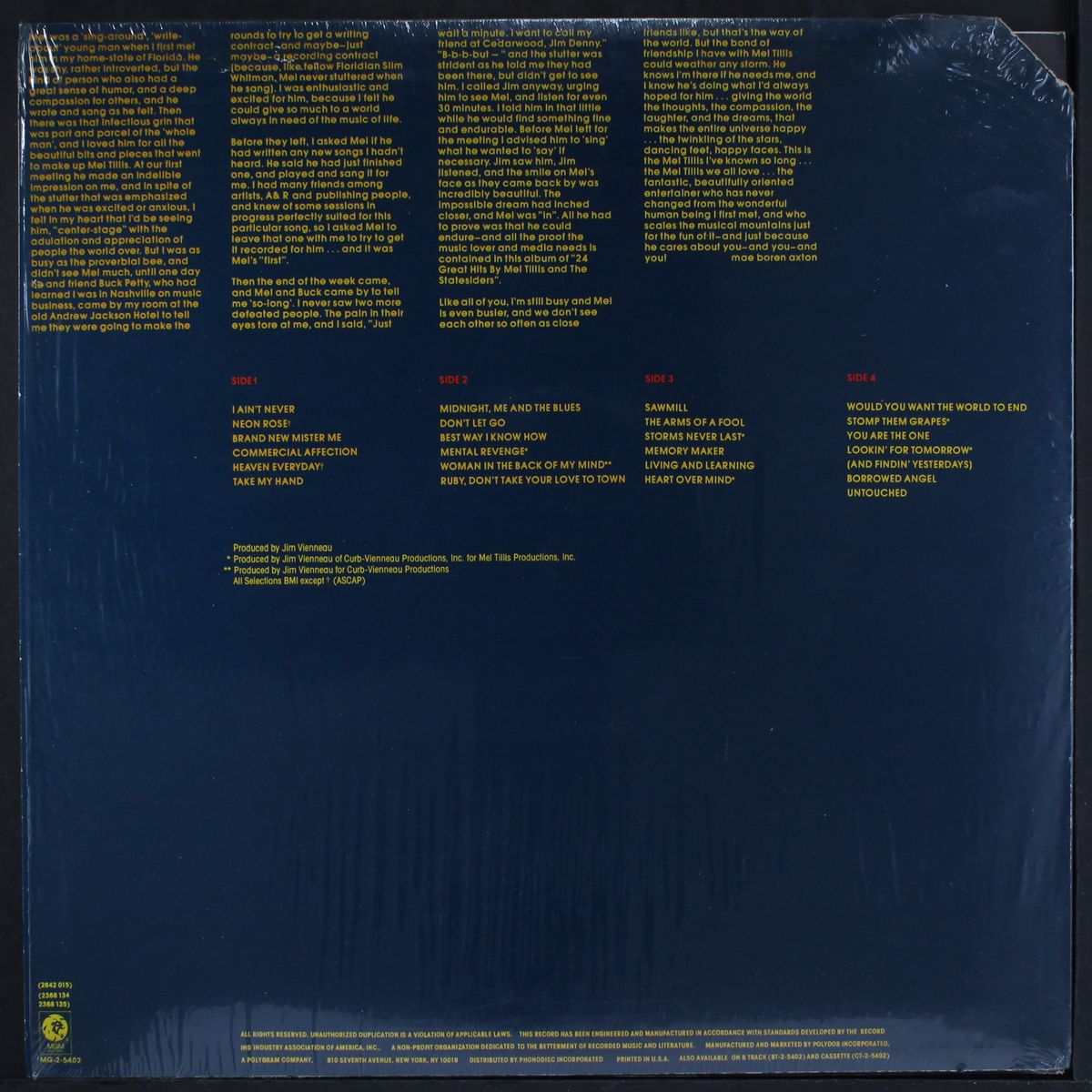 24 great hits by MEL TILLIS