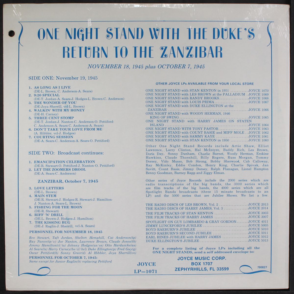one night stand with the duke's return to the zanzibar by DUKE ELLINGTON