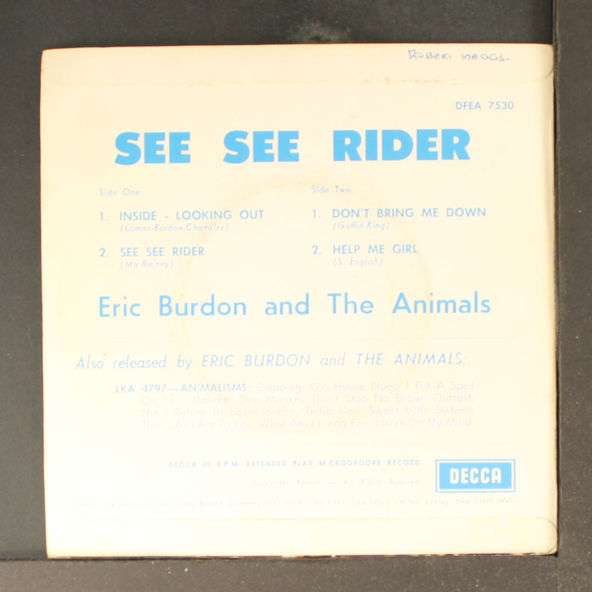see see rider + 3 by ERIC BURDON & ANIMALS