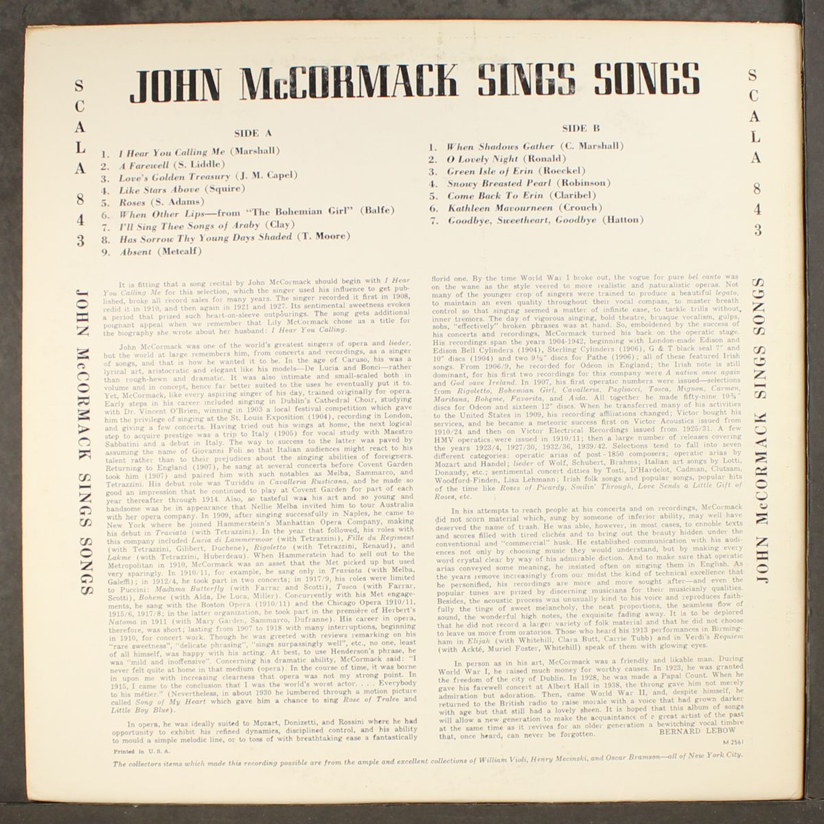 sings songs by JOHN MCCORMACK