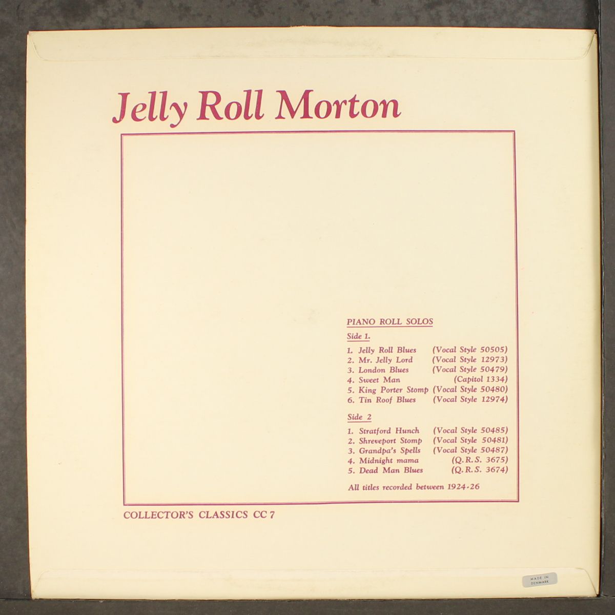 piano roll solos by JELLY ROLL MORTON