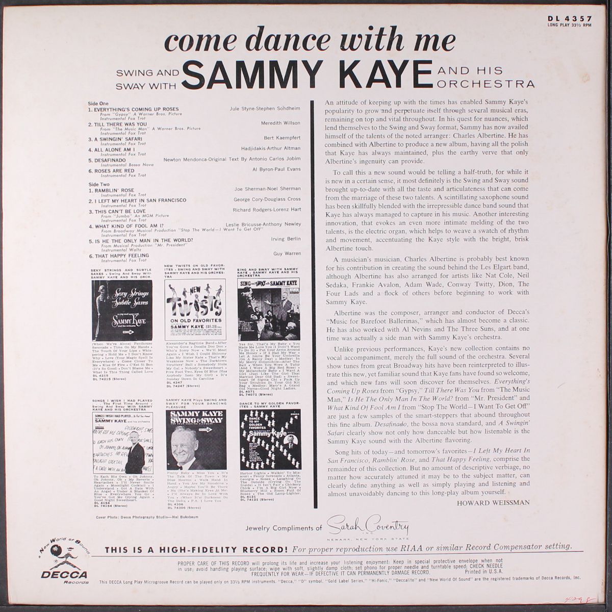 come dance with me by SAMMY KAYE