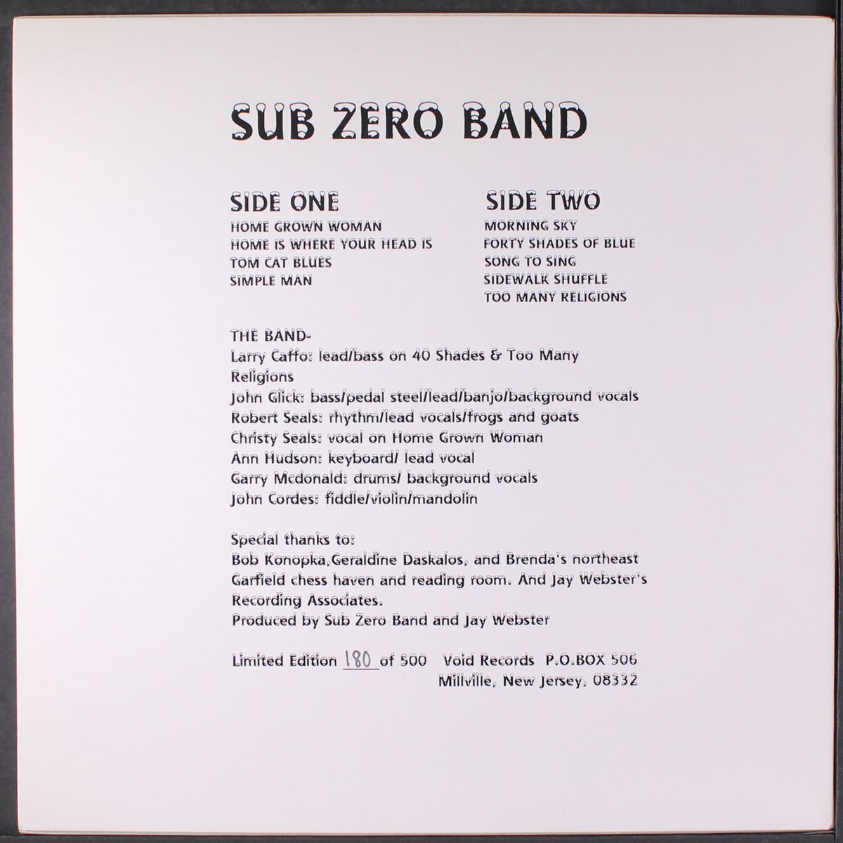 sub zero band by SUB ZERO BAND