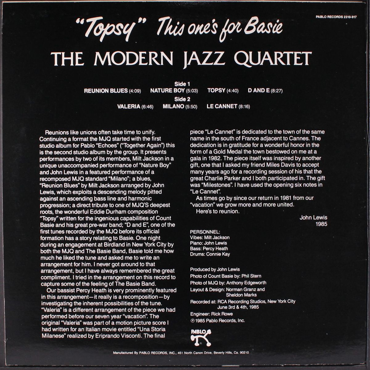 "topsy" this ones for basie by MODERN JAZZ QUARTET