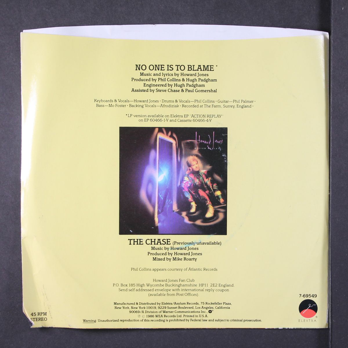 no one is to blame / the chase by HOWARD JONES