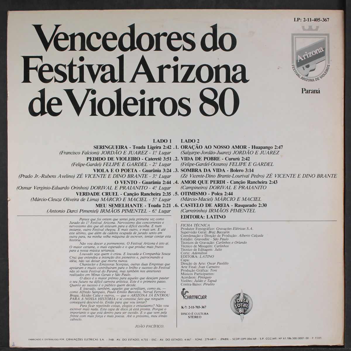 vencedores do festival arizona de violeiros by VARIOUS