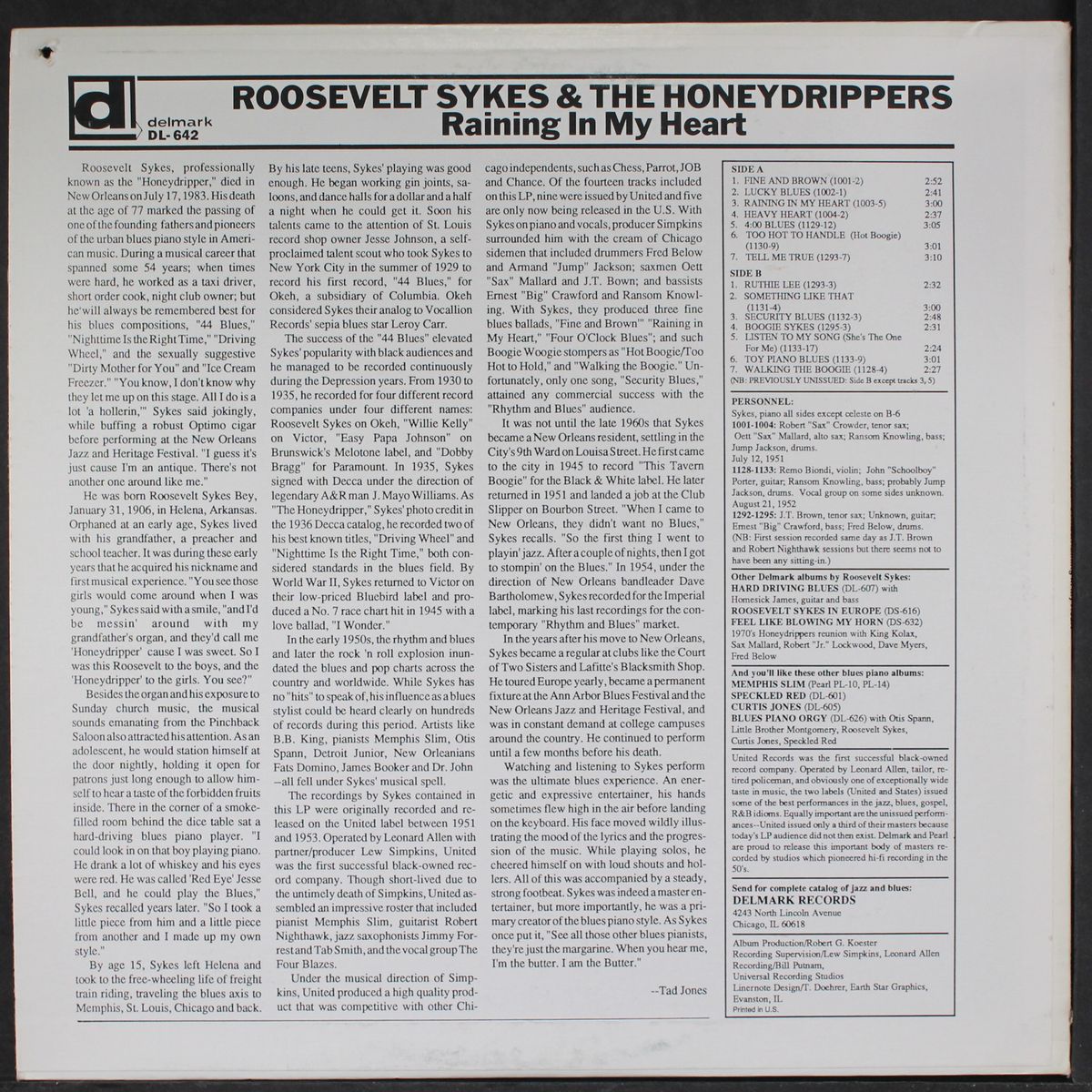 raining in my heart by ROOSEVELT SYKES