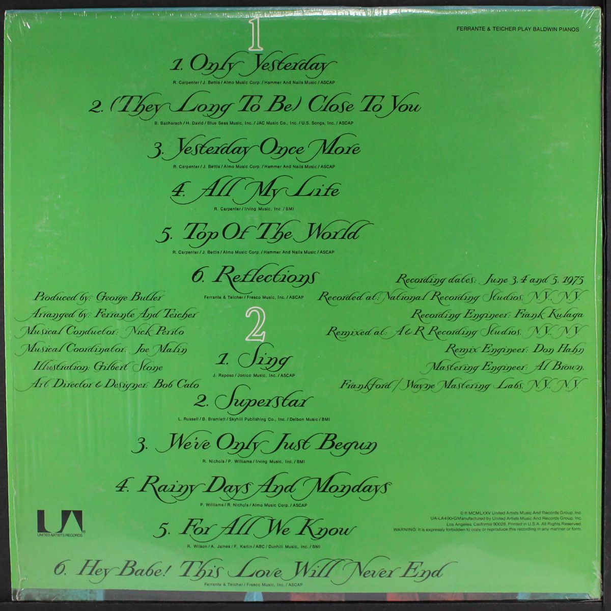 the carpenters songbook by FERRANTE & TEICHER