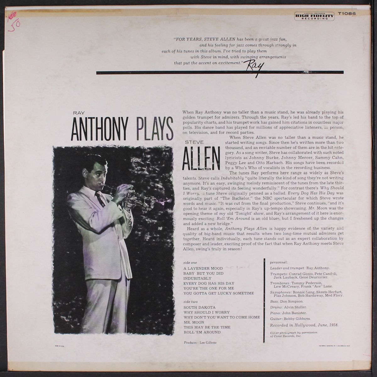 plays steve allen by RAY ANTHONY