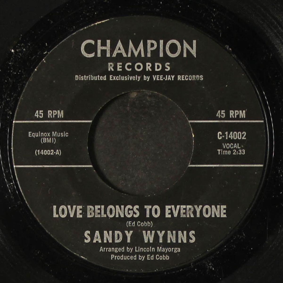 love belongs to everyone / yes i really love you by SANDY WYNNS
