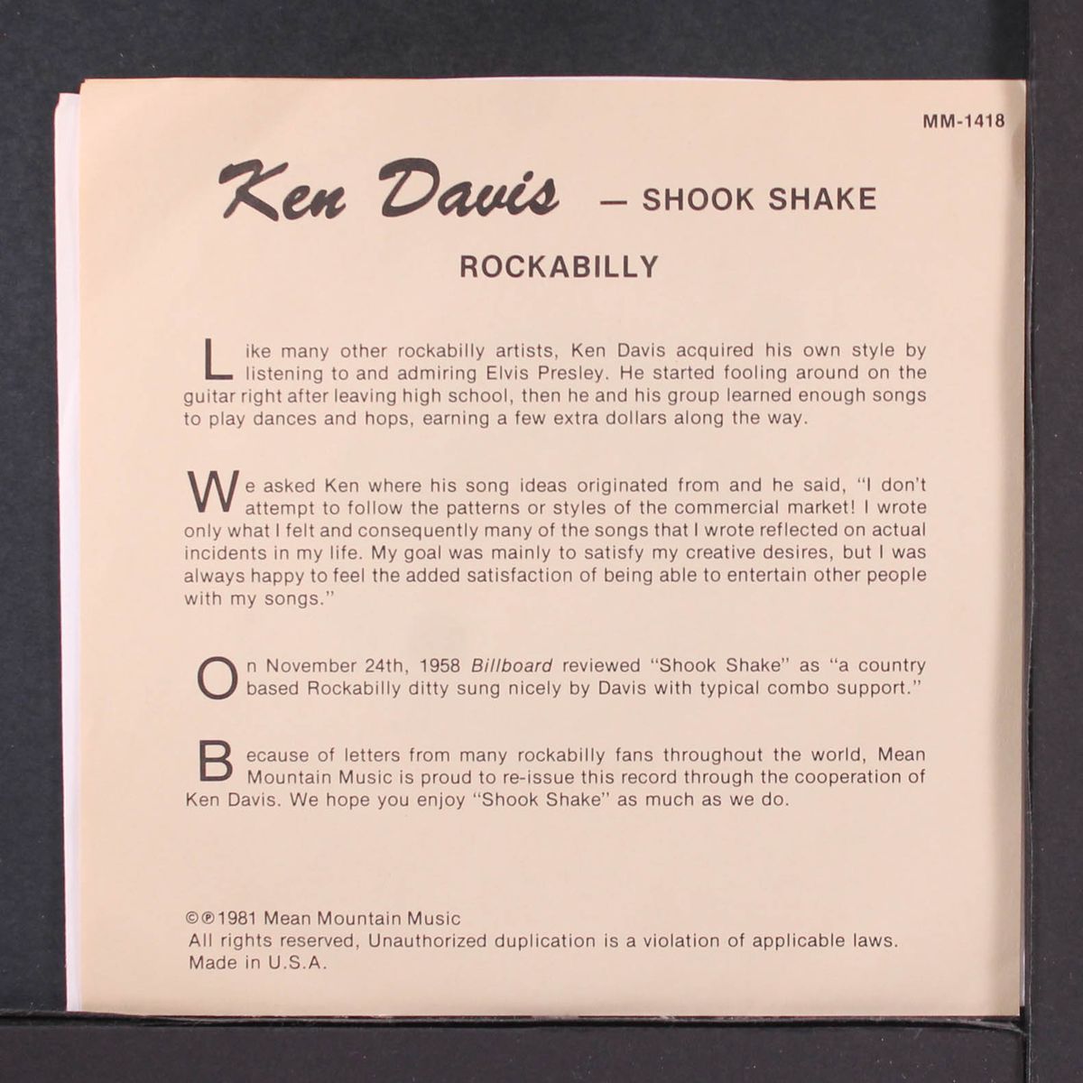 shook shake / echo rock by KEN DAVIS