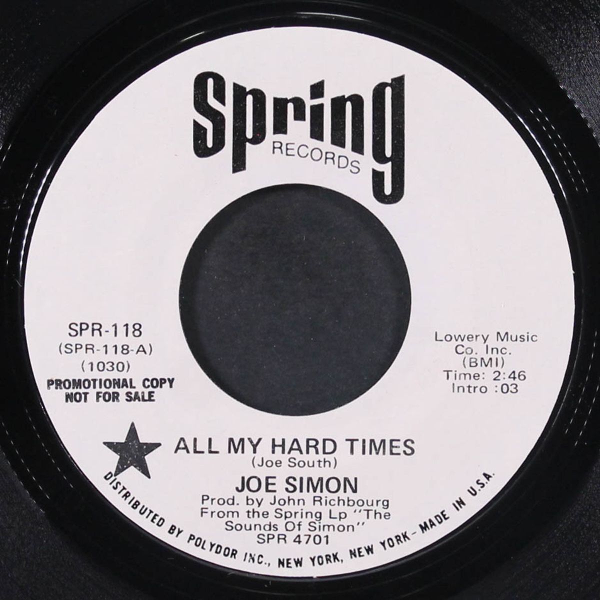 all my hard times by JOE SIMON