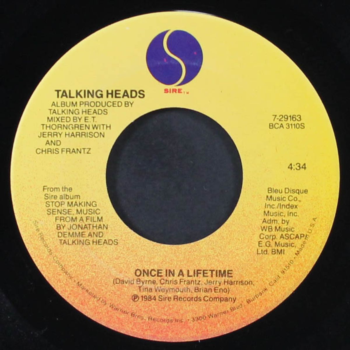 once in a lifetime / this must be the place (naive melody) by TALKING HEADS
