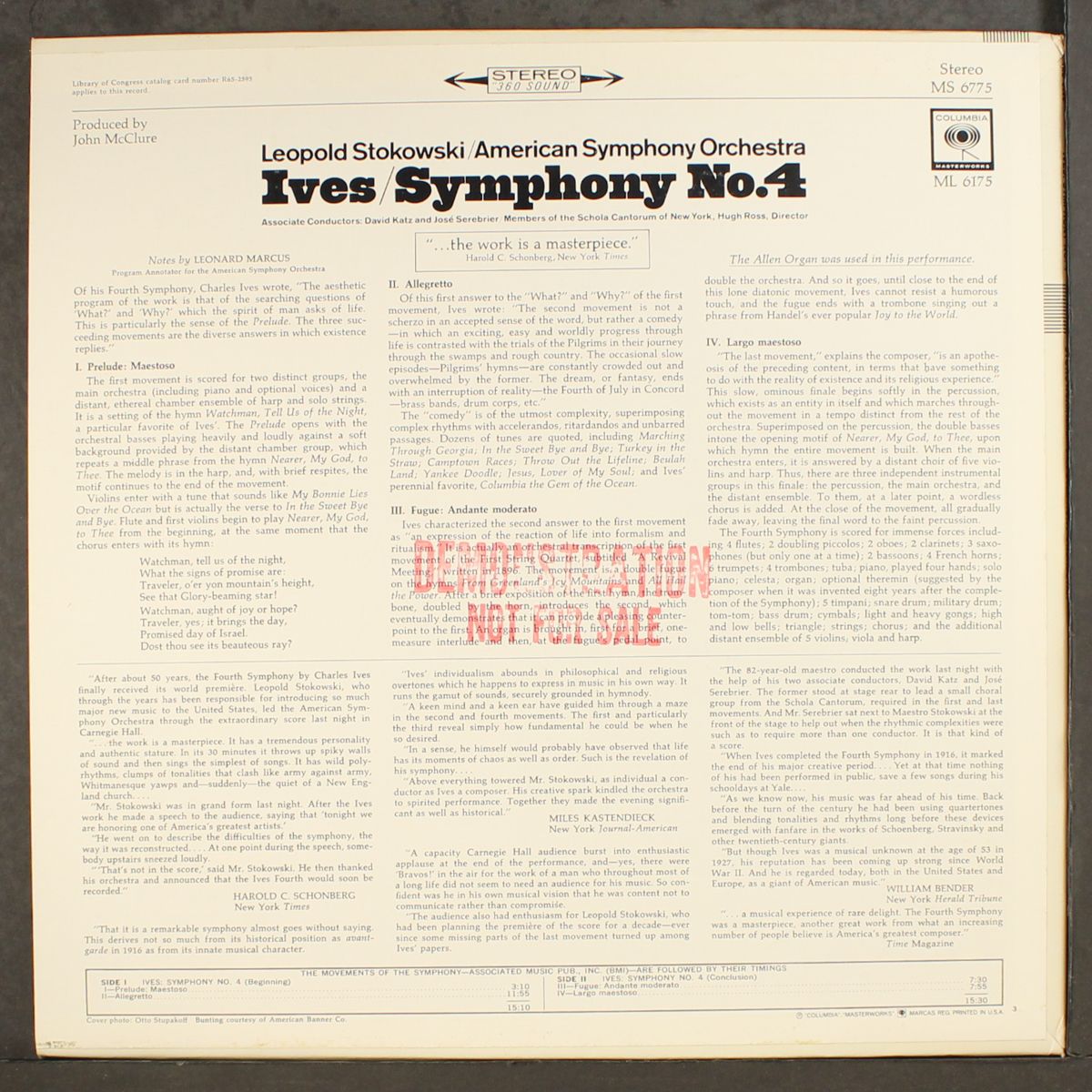 ives: symphony no. 4, by LEOPOLD STOKOWSKI