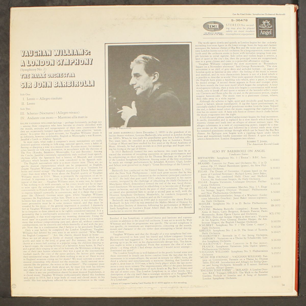 vaughan williams: a london symphony by SIR JOHN BARBIROLLI