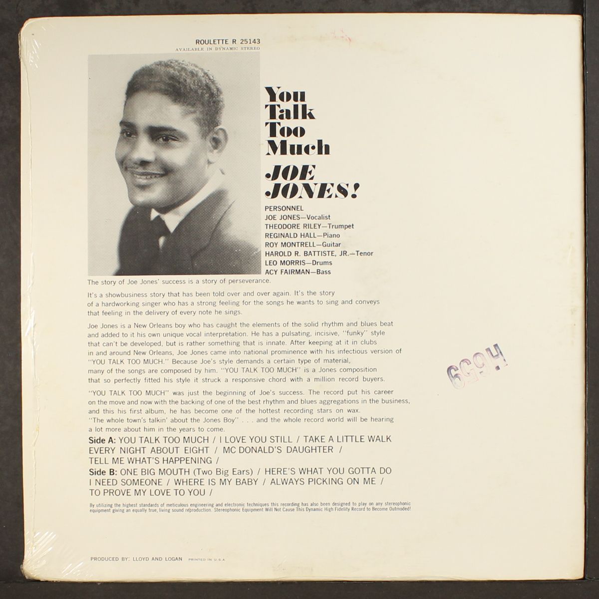 you talk too much by JOE JONES