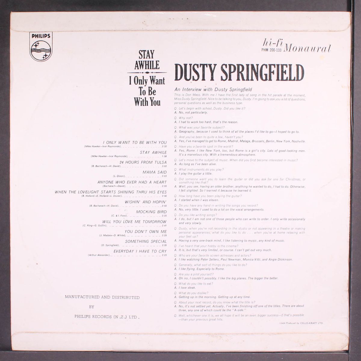 stay awhile / i only want to be with you by DUSTY SPRINGFIELD