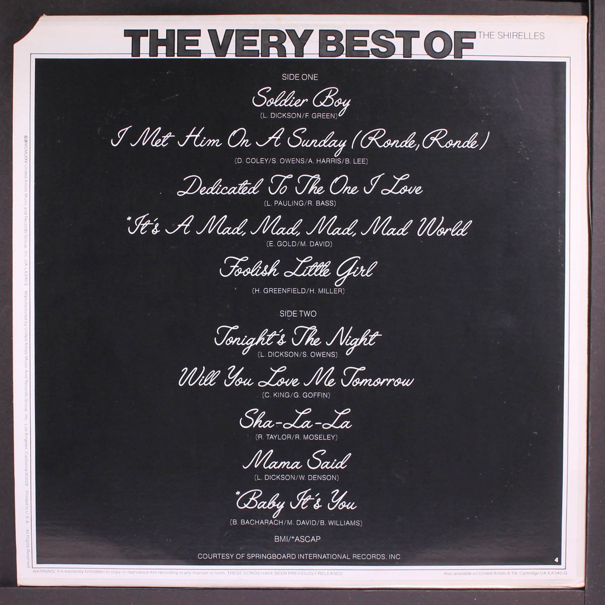the very best of the shirelles by SHIRELLES