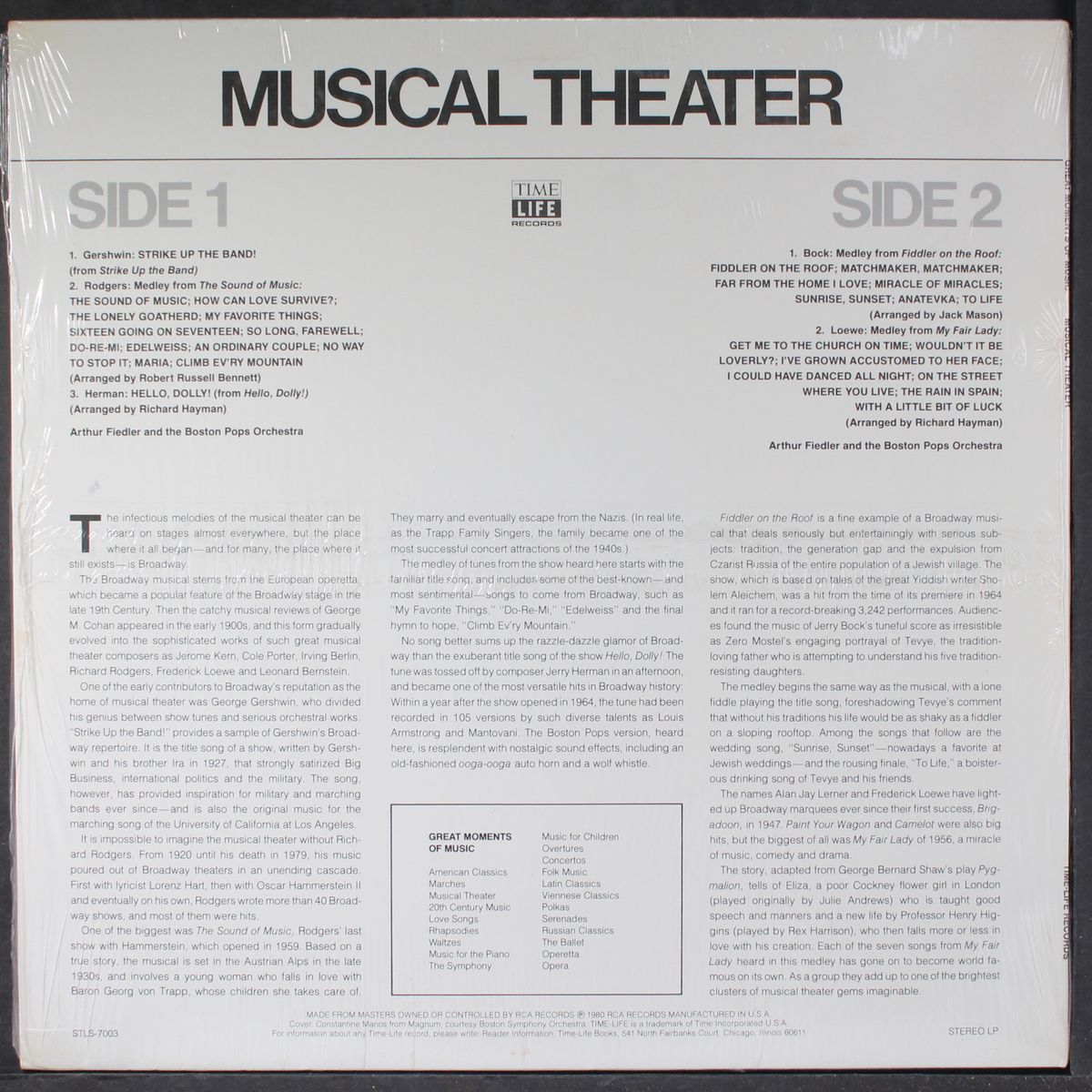 great moments of music, vol. 3: musical theater by ARTHUR FIEDLER & BOSTON POPS