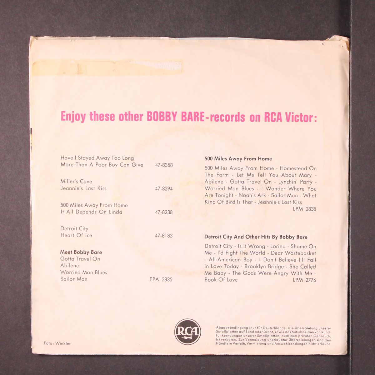 it's alright / she picked a perfect day by BOBBY BARE
