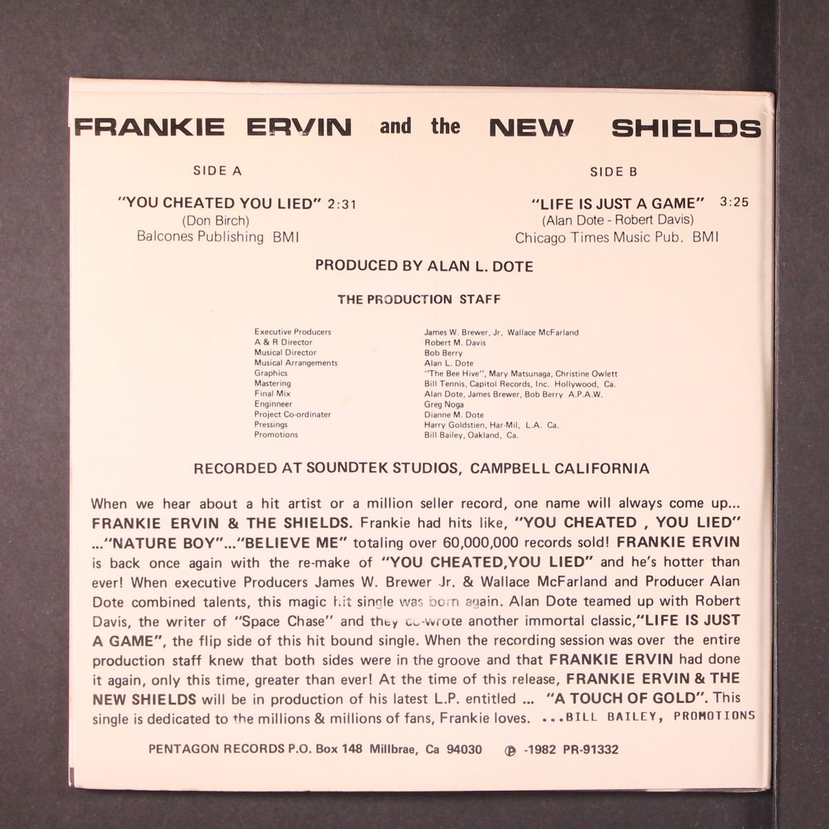 you cheated / life is a game by FRANKIE ERVIN & SHIELDS