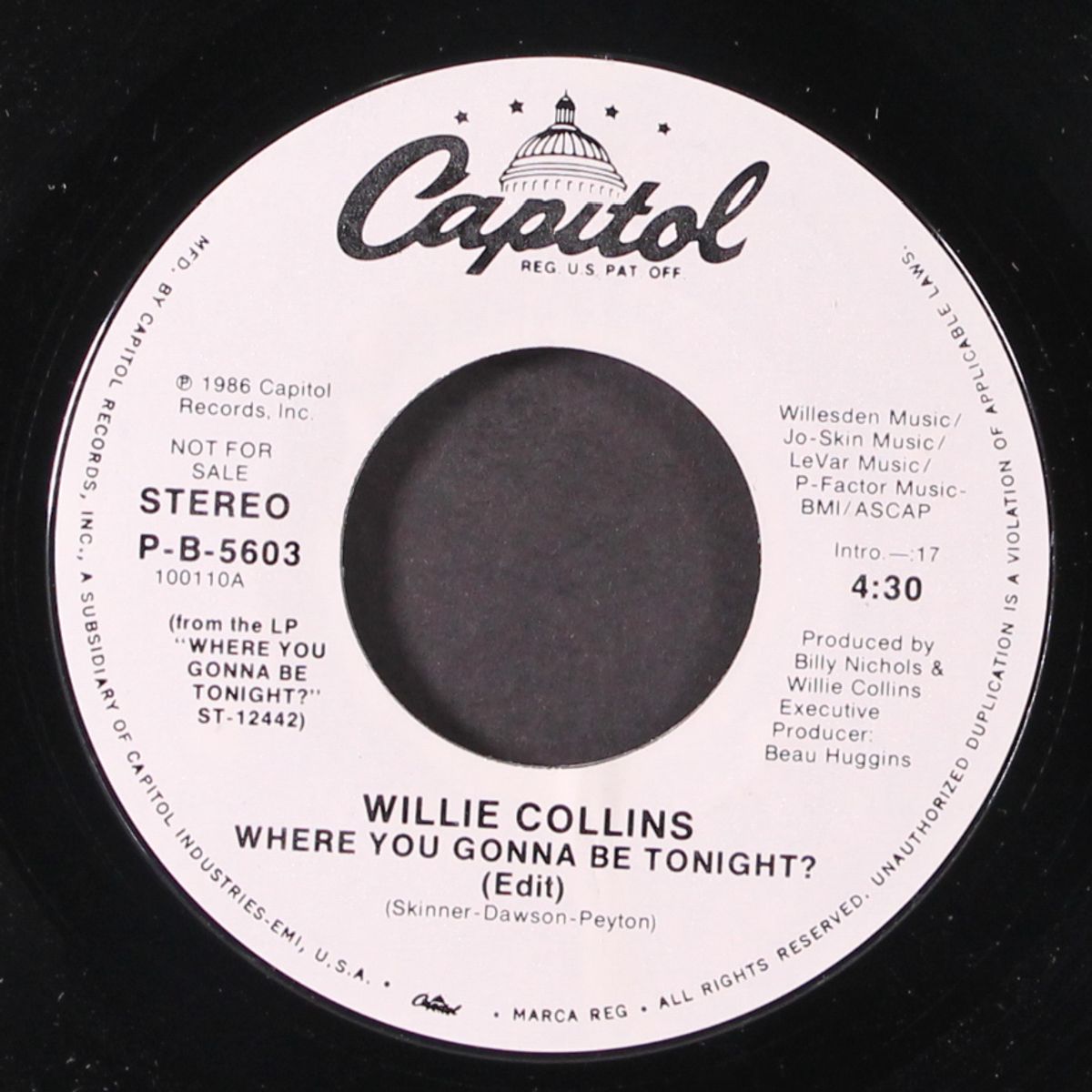 where you gonna be tonight? / same by WILLIE COLLINS