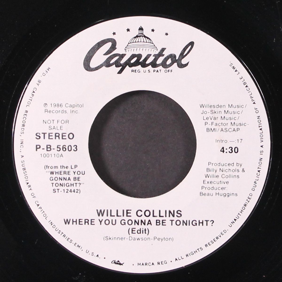 where you gonna be tonight? / same by WILLIE COLLINS