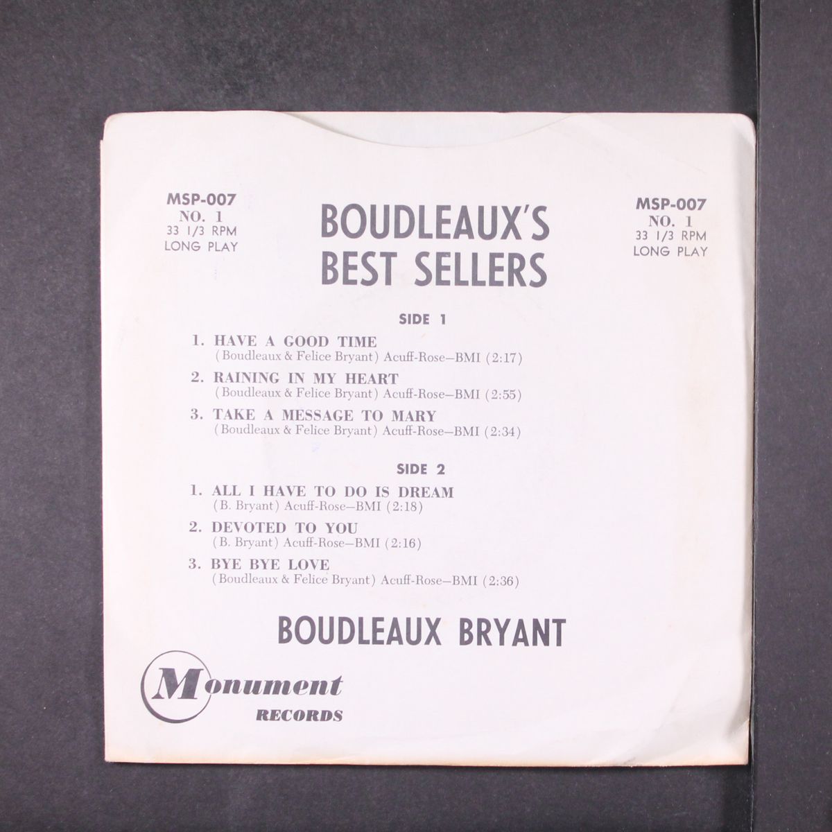 best sellers no. 1 by BOUDLEAUX BRYANT