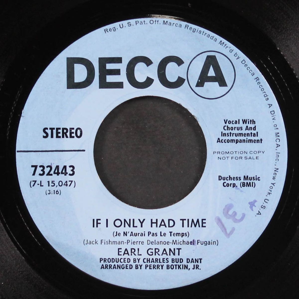 if i only had time / it was a very good year by EARL GRANT