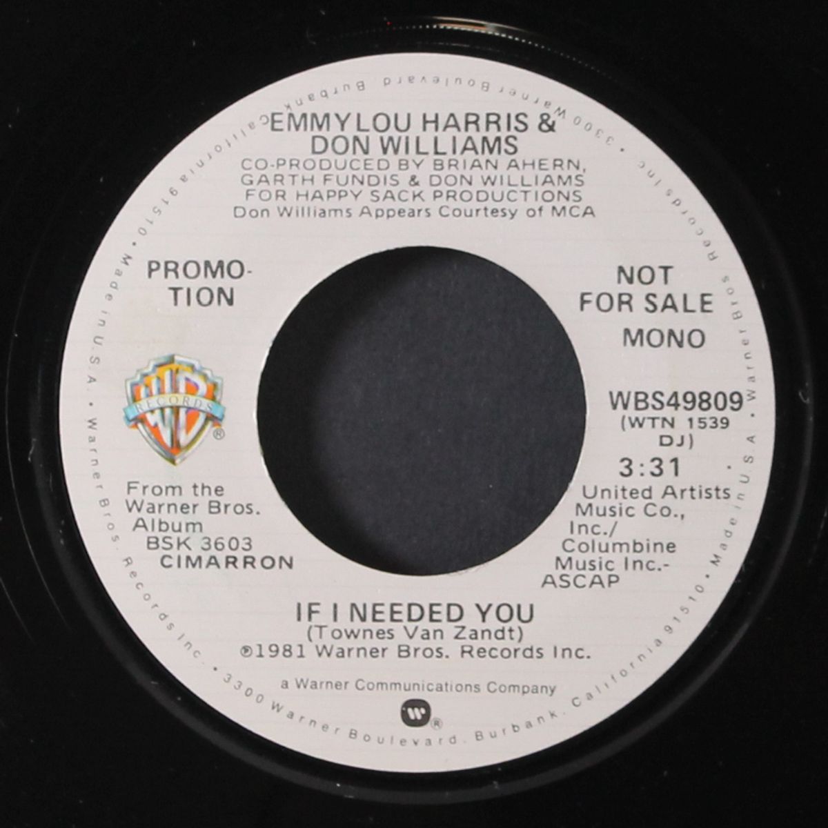 if i needed you / mono by EMMYLOU HARRIS & DON WILLIAMS