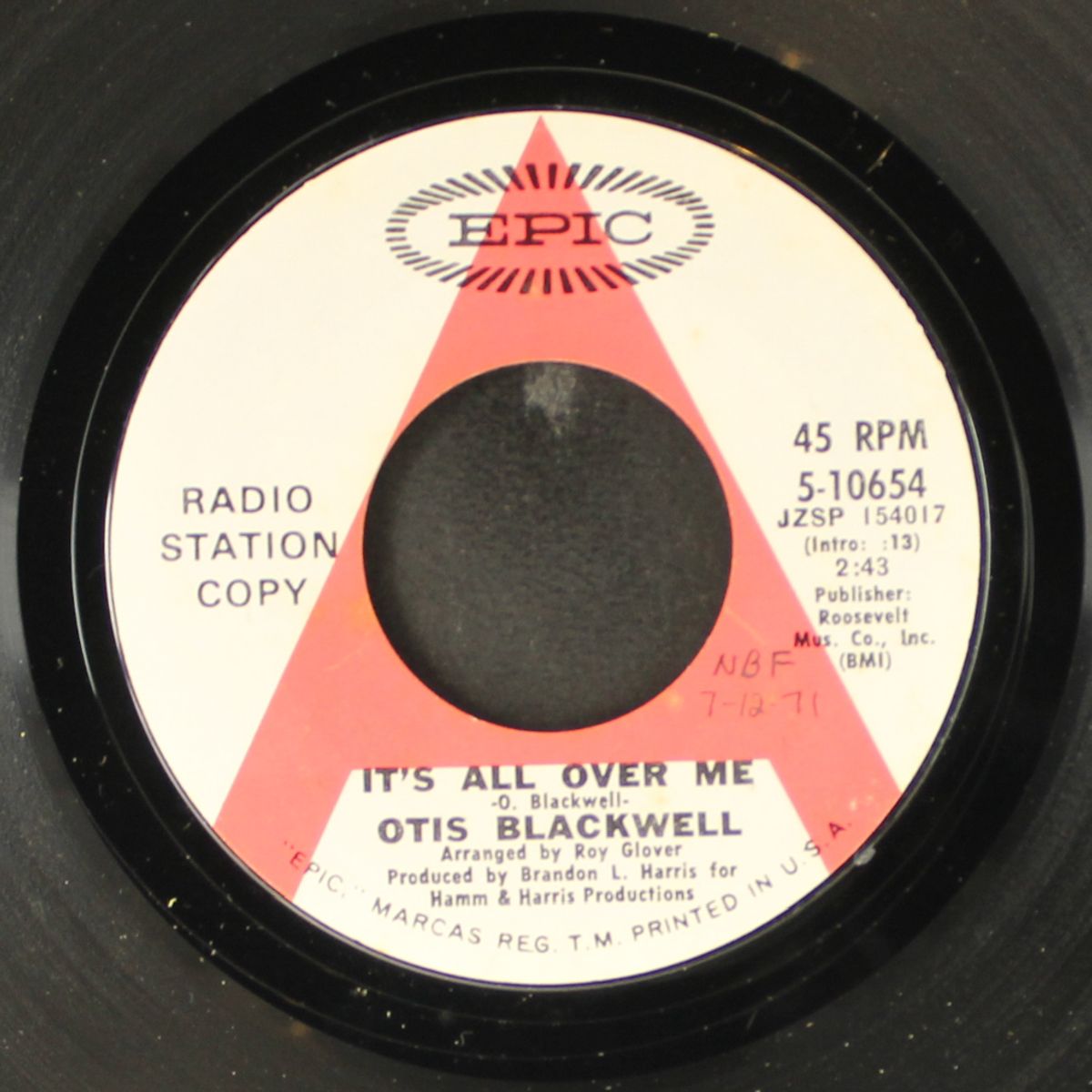 it's all over me / just keep it up by OTIS BLACKWELL