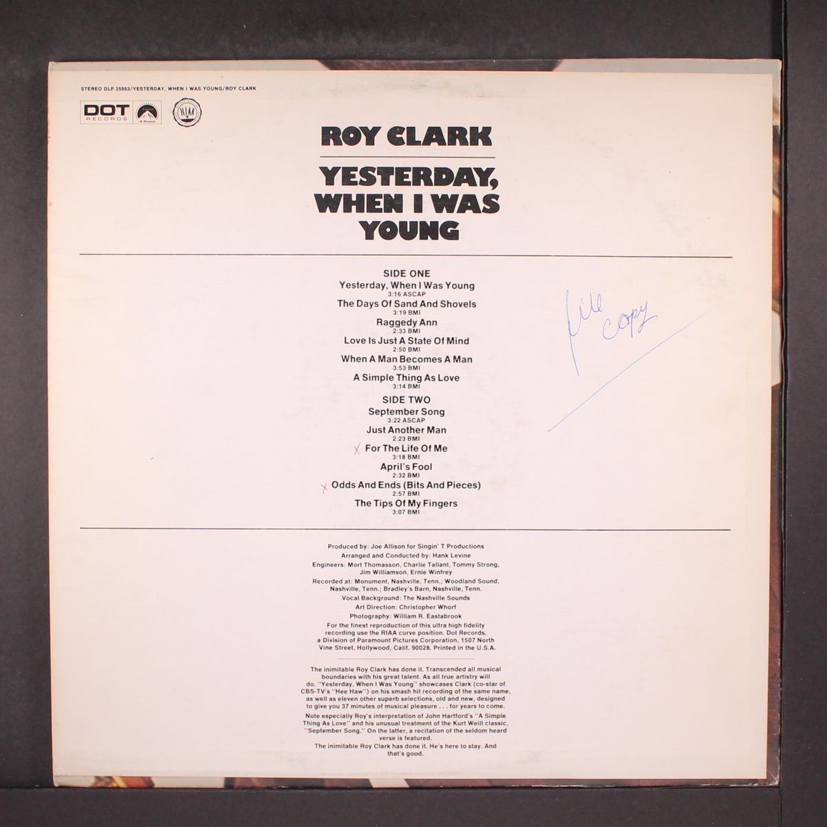 yesterday, when i was young by ROY CLARK