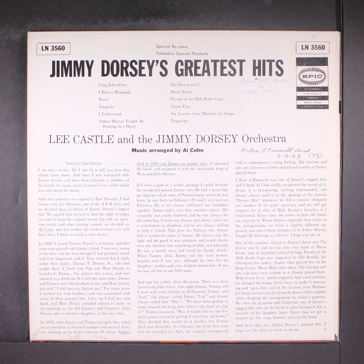 jimmy dorsey's greatest hits by LEE CASTLE & JIMMY DORSEY ORCHESTRA