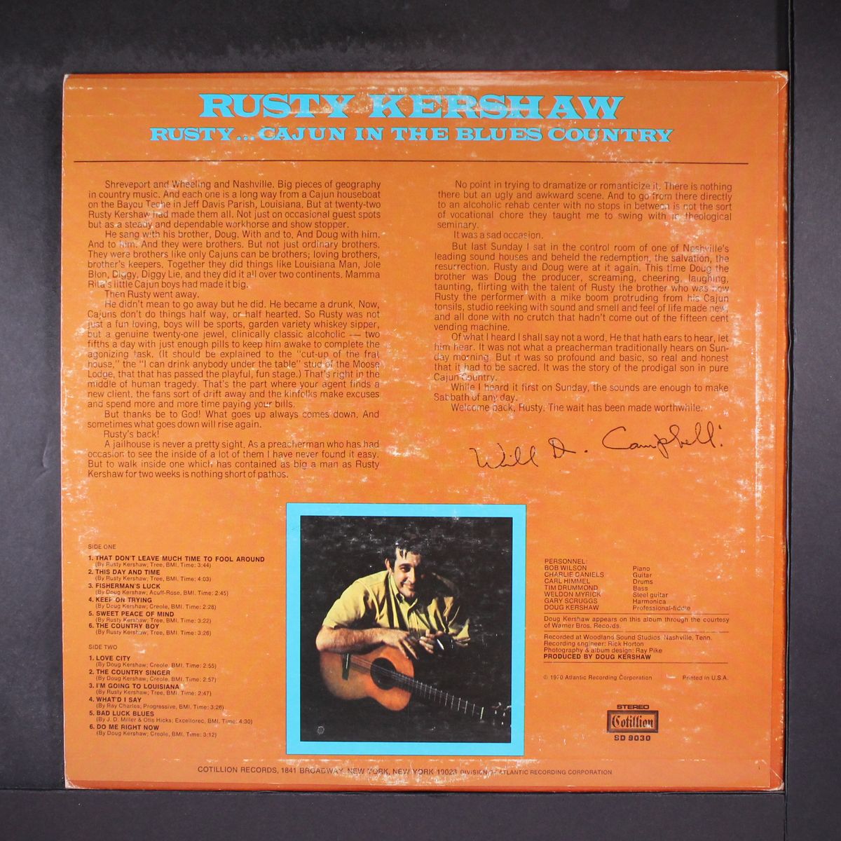 rusty...cajun in the blues country by RUSTY KERSHAW